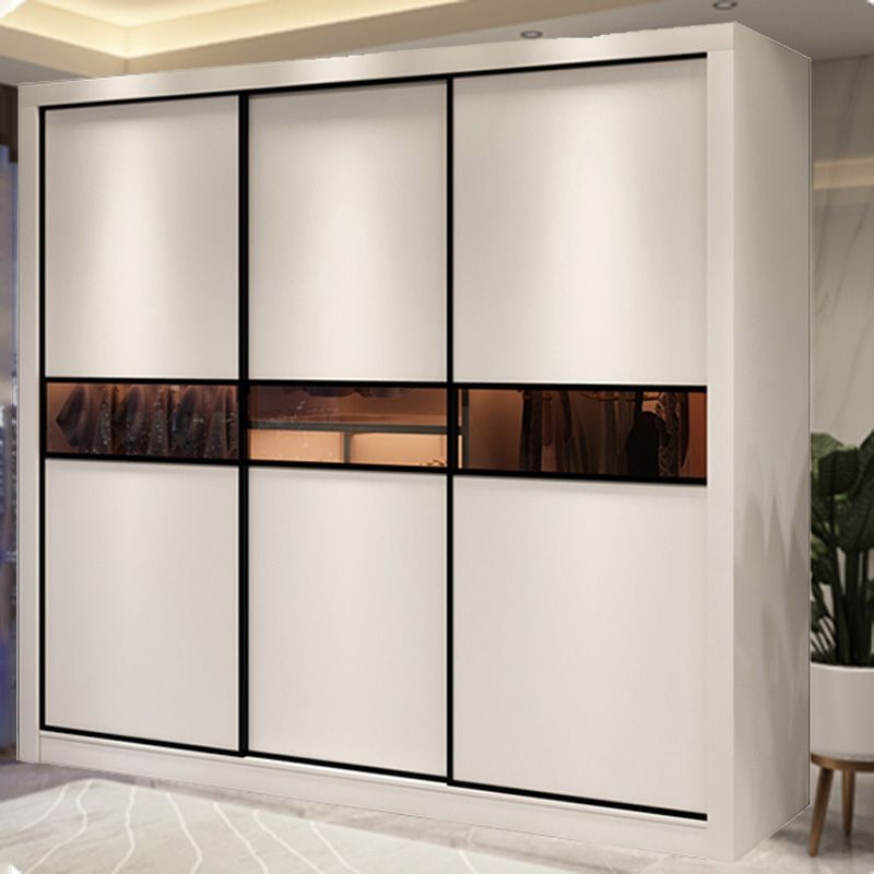 Modern Wooden Wardrobe Closet Bedroom Sliding Doors Storage Armoire