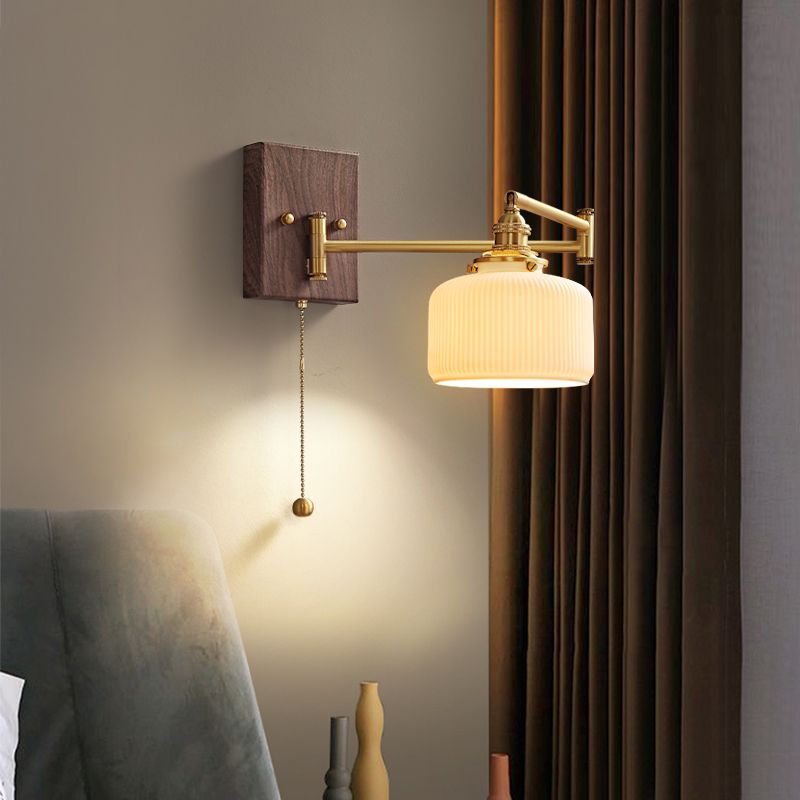 Modern Simple Wall Light Geometry Shape Wall Lamp with Ceramics Shade for Bedroom