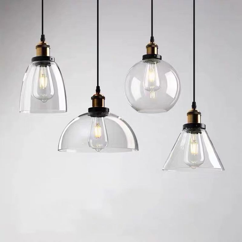 Suspended Lighting Fixture Industrial Glass Shaded Pendant Ceiling Light for Dinning Room