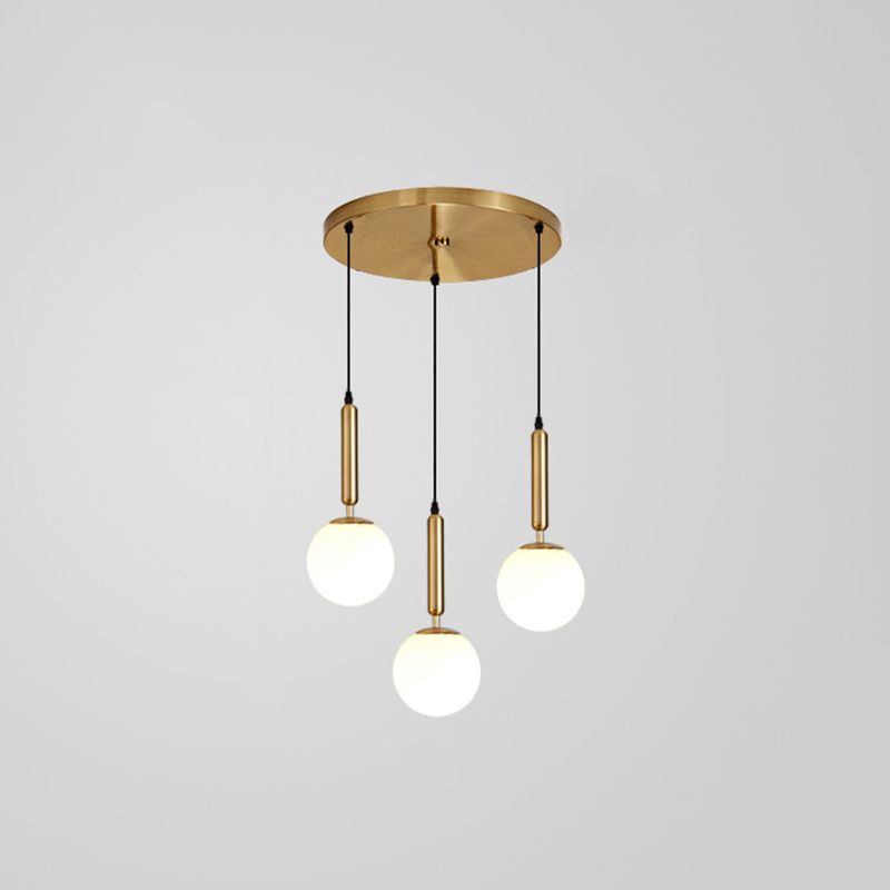 Modern Minimalist Multiple Globe Shade Pendant Light Metal Long Hanging Lamp for Living Room