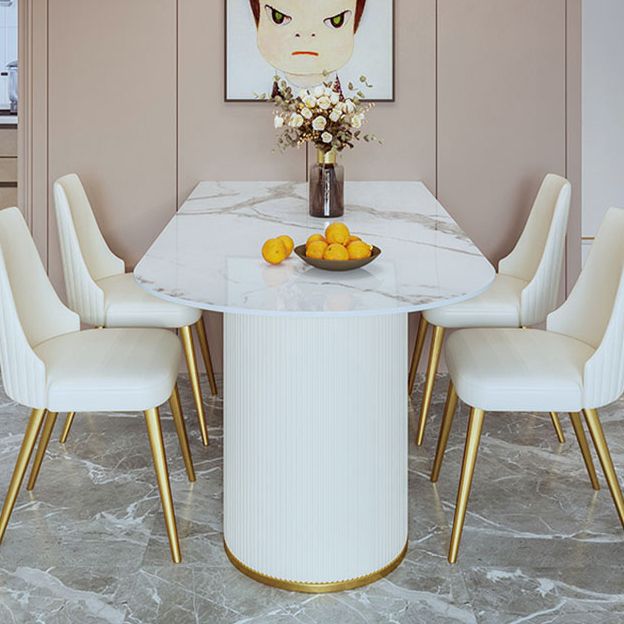 Contemporary Dining Table Sintered Stone Dining Table with Double Pedestal for Dining