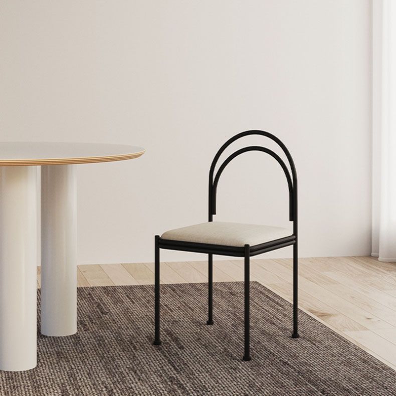Industrial Style Armless Dining Chair Metal Frame Open Back Dining Chair for Bedroom