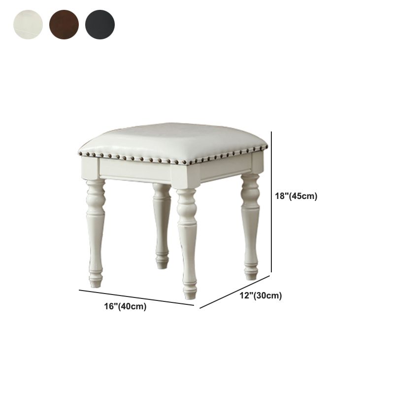 Traditional Mirrored Make-up Vanity Rubber Wood Dressing Table Stool Set