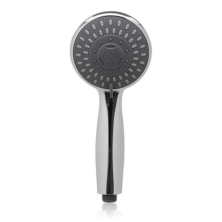 Round Handheld Shower Head Silver 5-Spray Patterns Wall-Mount Showerhead