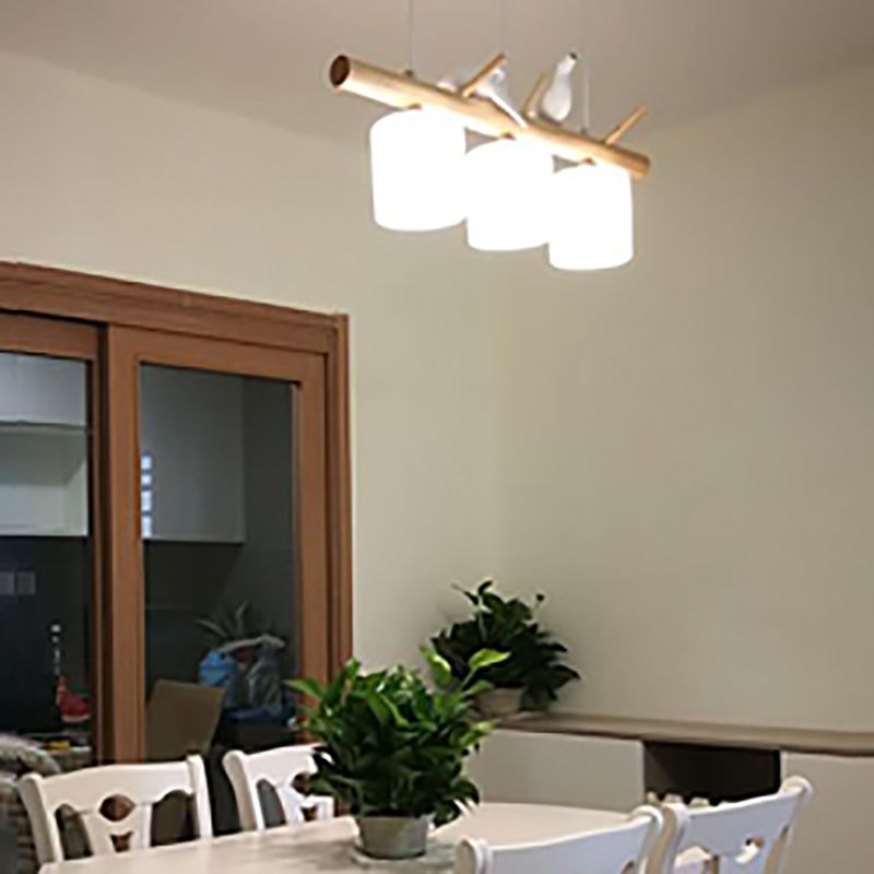 Modern Island Pendant Lamps Multi-Head Restaurant Hanging Light Fixtures with Glass Shade
