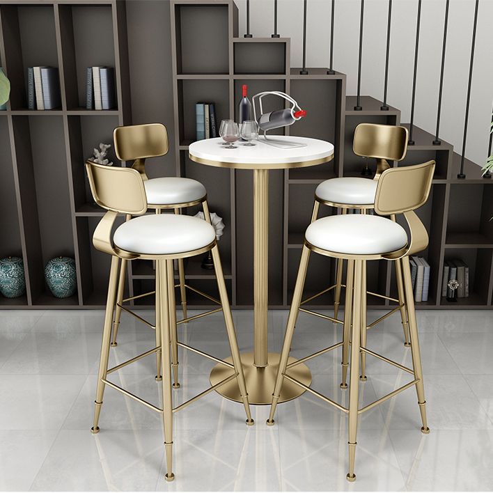 Scandinavian Round Low Back Counter Stools Upholstered Bar Stools with Cushion
