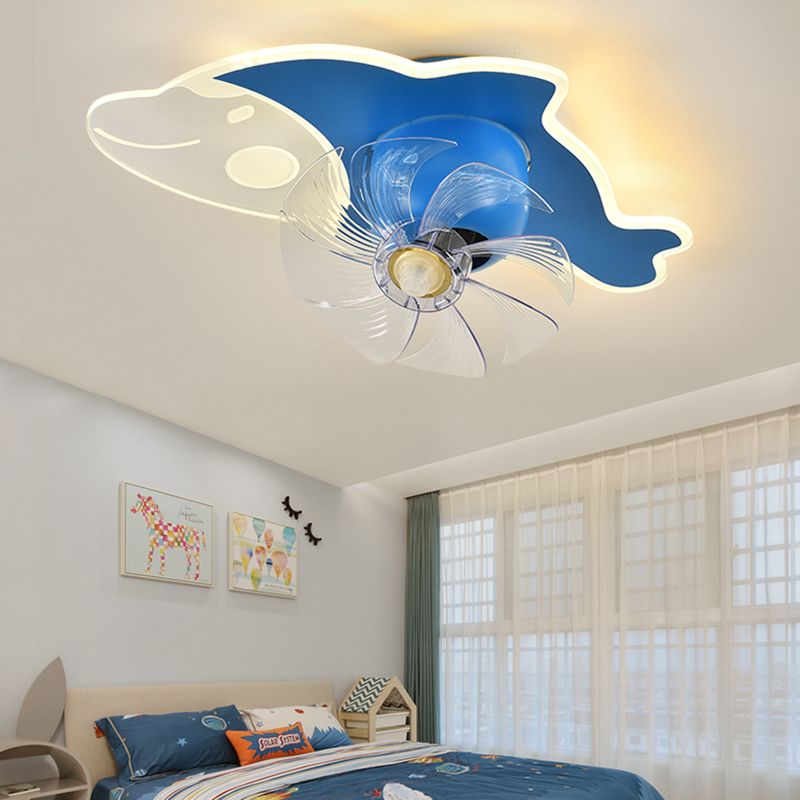 Cartoon LED Plafond lampe à fans à 360 degrés Rotatif pour enfants SEMI SEMI MOUR MONT