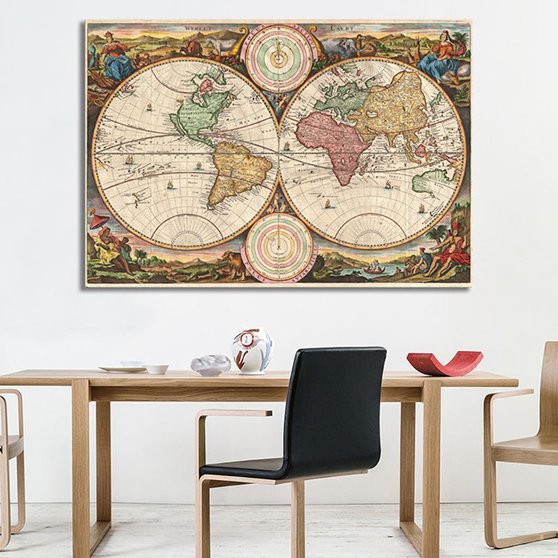 Special World Map Canvas Print Brown Modern Style Painting for Drawing Room, Multiple Sizes