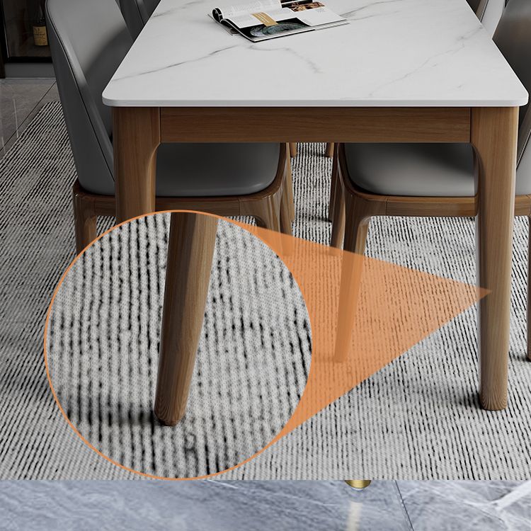 Contemporary Kitchen Rectangle Shape Dining Set Sintered Stone Standard Dining Set in White