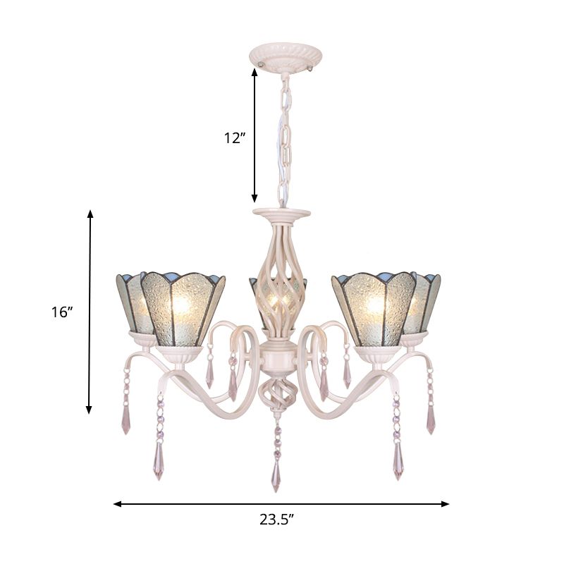 Cone Chandelier Light with Crystal Decoration 5 Lights Clear Glass Tradition Pendant Light for Stairway