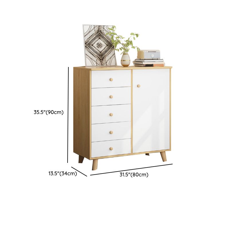 Scandinavian Natural Wood Storage Chest with Drawers for Home