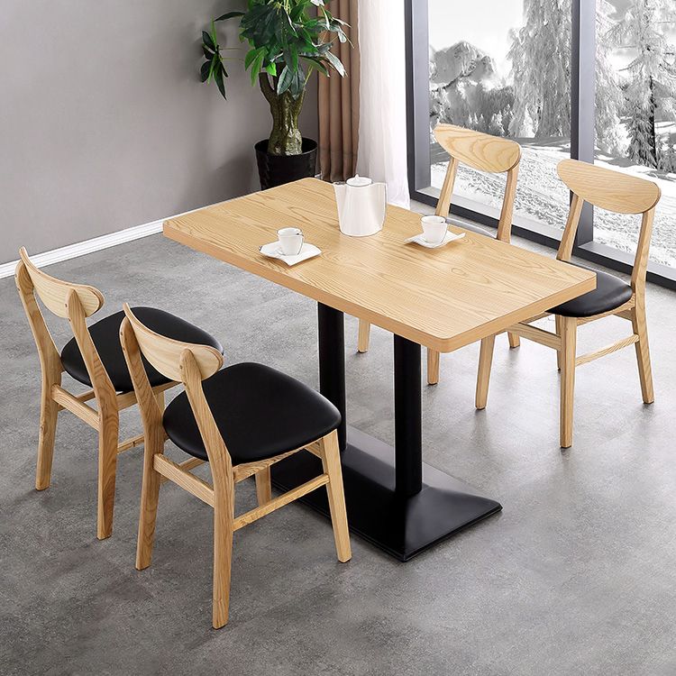 Metal Contemporary Dining Table Wood Top Table for Dining Room