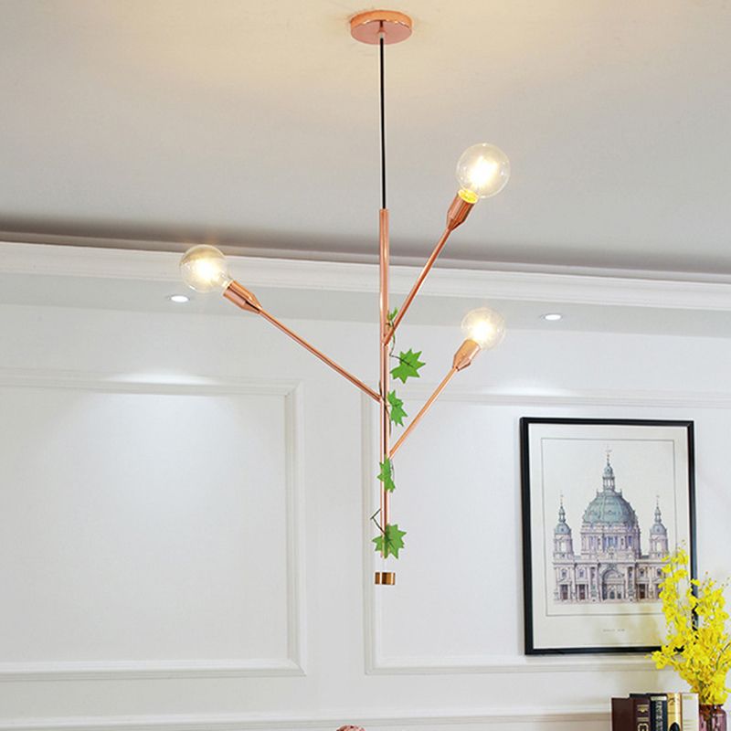 Lámpara de colgante de rama Metal moderno 3/6 luces de oro/rosa Gold Grupante para comedor para comedor