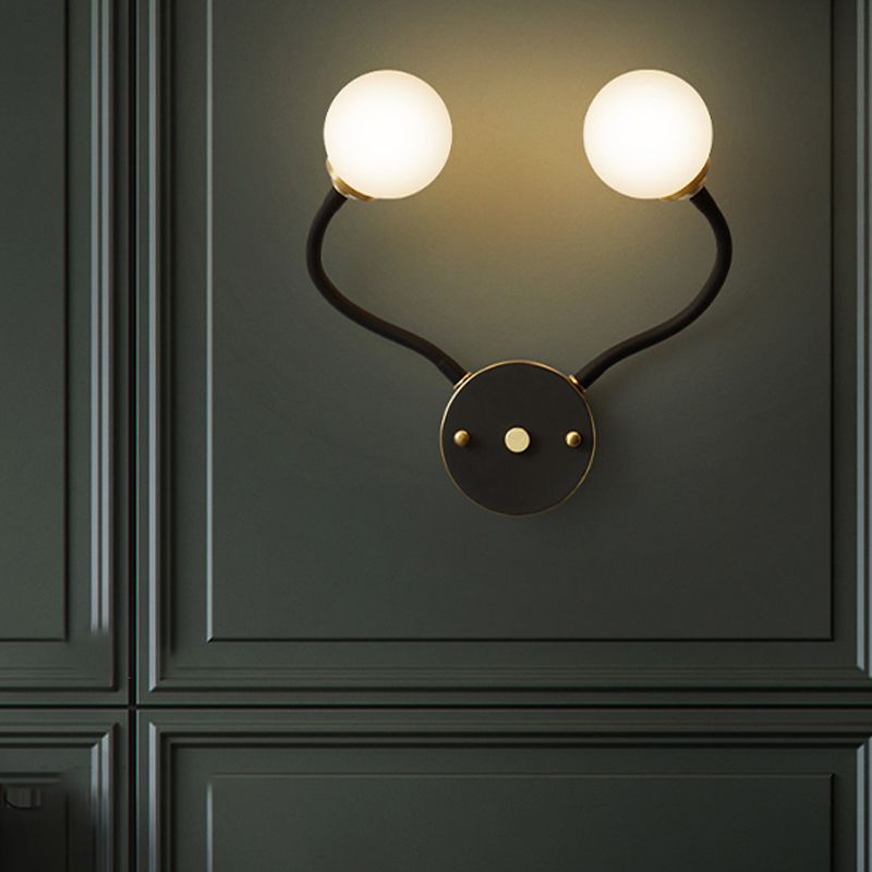 Brass Globe Wall Light Nordic Black Wall Sconce with Glass for Living Room