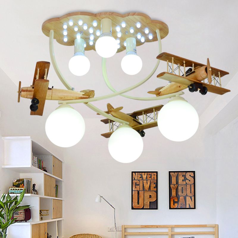 Modern Vivid Glider Ceiling Light 6 Lumières Metal Semi-Flush Mount Light for Baby Bedroom