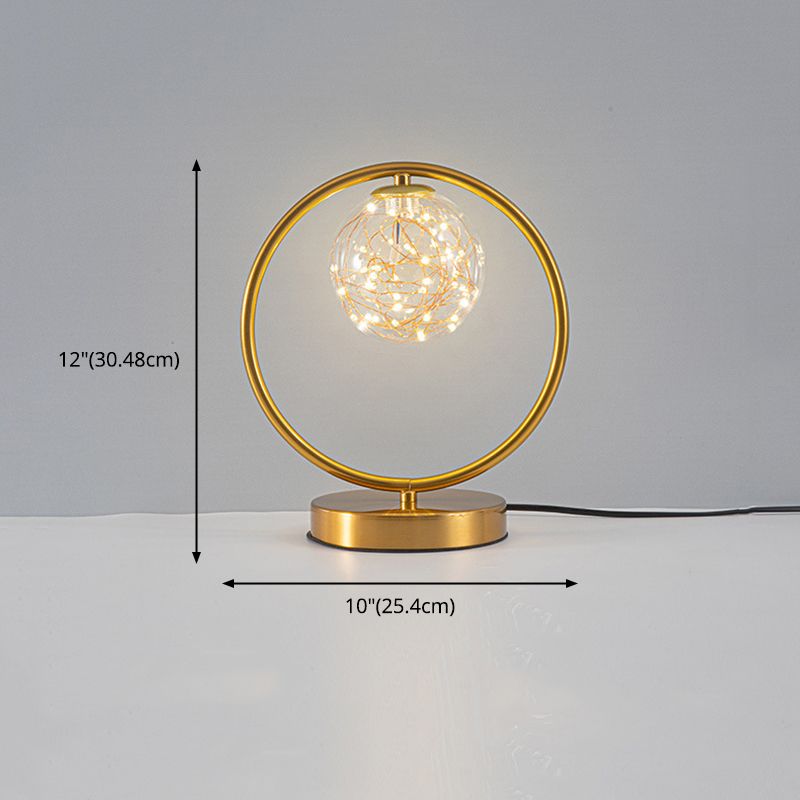 Ball Clear Glass Table Lamp Modern Starry LED Nightstand Light for Living Room