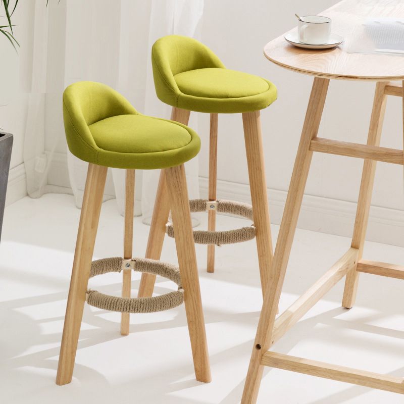 Scandinavian Milk Tea Shop Footrest Stool Matte Finish Upholstered Bar Stools
