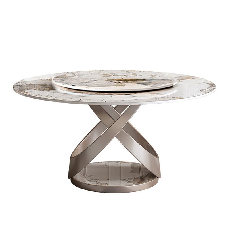 Stone Top Dining Table Round Modern Dining Table with Pedestal Base