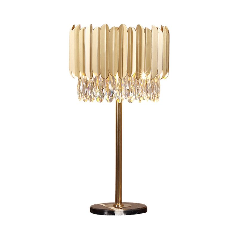1 tête de table cylindrique légère modernisme en cristal en cristal petit de bureau lampe en or