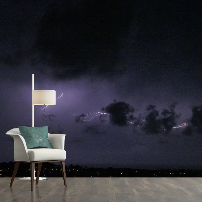 Photography Lightning Mural Wallpaper for Sitting Room Decor Multiple Sizes Available