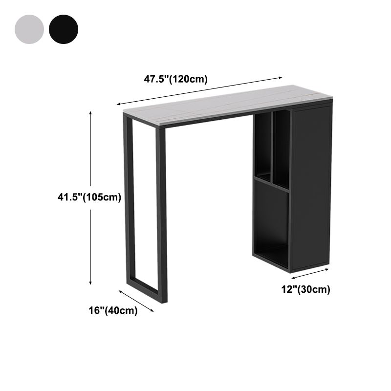 Dining Room Marble Counter-height Pub Table Rectangle Double Pedestal Bar Table