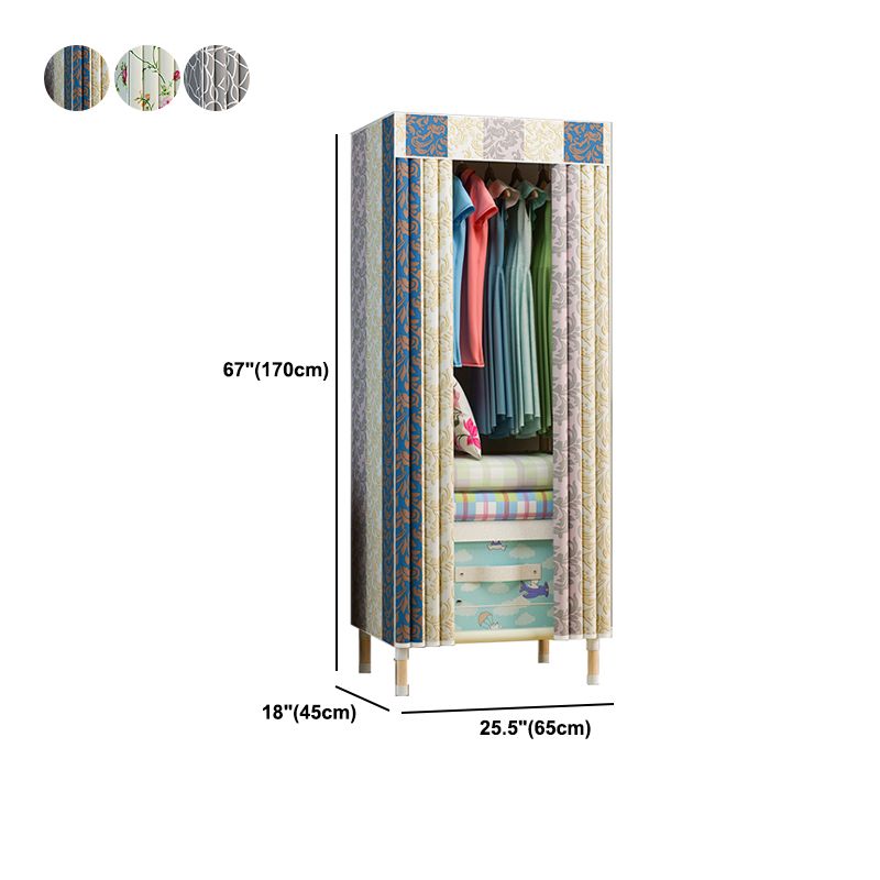 Modern Style Wardrobe Metal 1-Door Wardrobe Closet with Legs