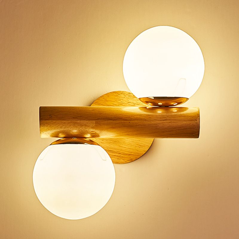 Nordic Style Wooden Vanity Light Ball Shape Vanity Lamp for Shower Room