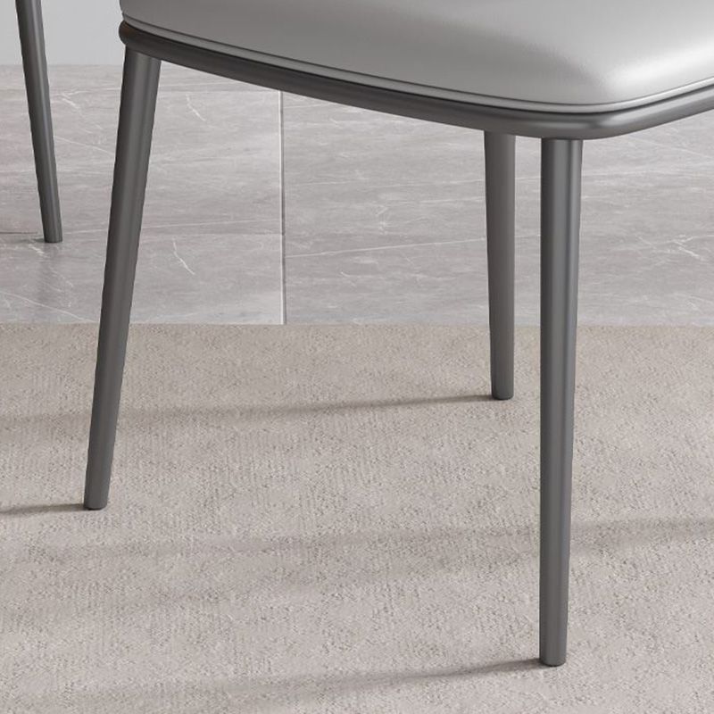 Modern Style Faux Leather Chair Armless Metal Side Chair for Home Use