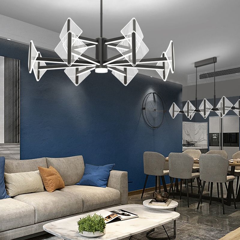 Acrylic Black Hanging Pendant Lights Contemporary Hanging Lamps for Living Room