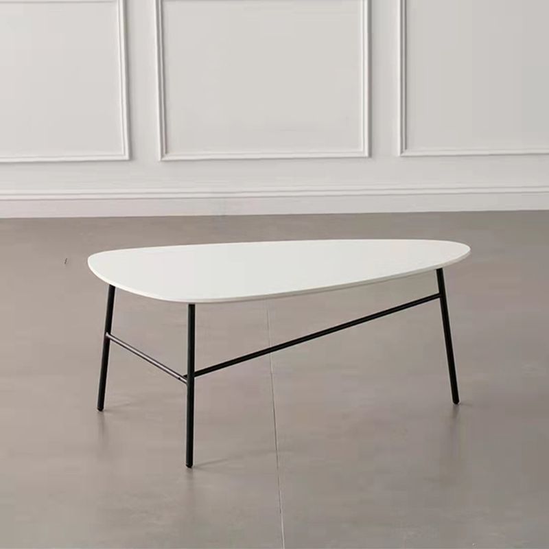 Modern Metal 3 Legs / Trestle Base Triangle / Oval Wood Top Coffee Table