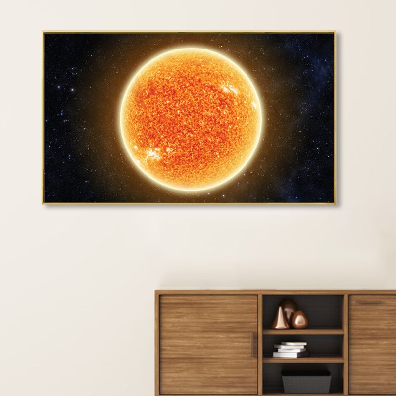 Planet Wall Art Kids Dreamy Cosmos Scenery Canvas Print in Dark Color for Nursery