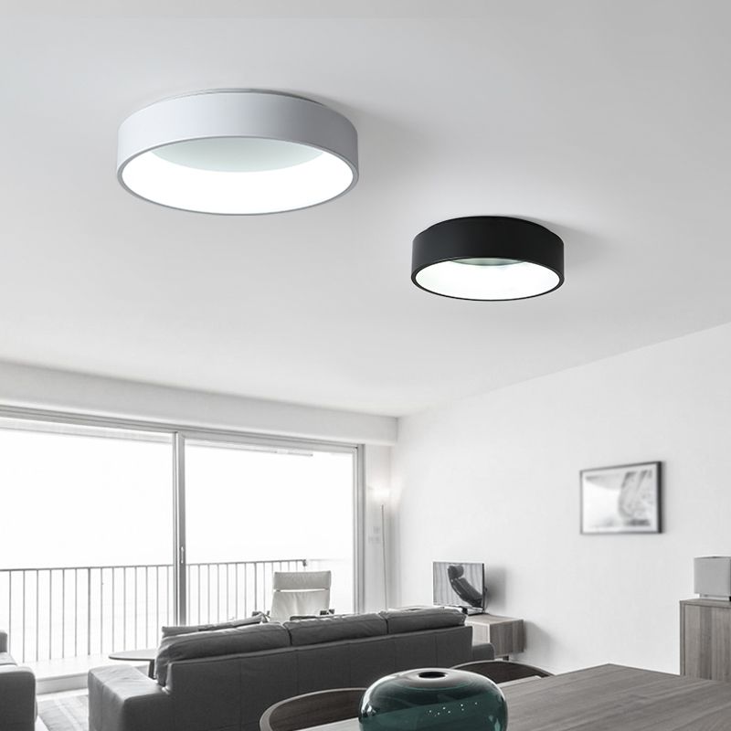 Plafonnier LED de forme ronde macaron moderne en aluminium 1 lumière encastré pour le salon