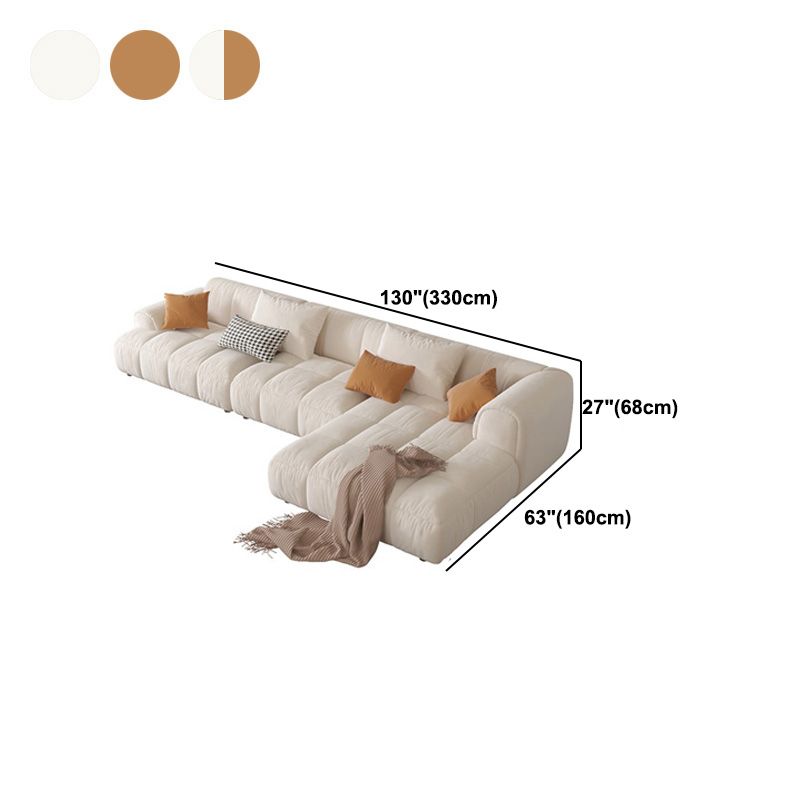 L-Shape Velvet Sectional with Recessed Arm and Pillow Back for Apartment