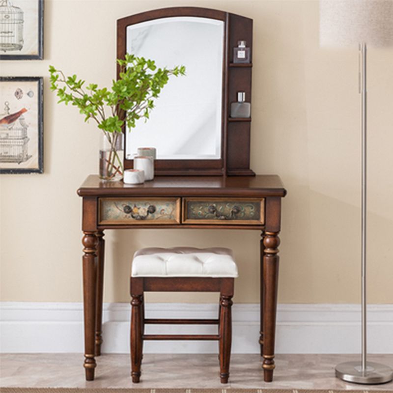 Victorian Makeup Vanity Table with Drawers and Stool for Bedroom