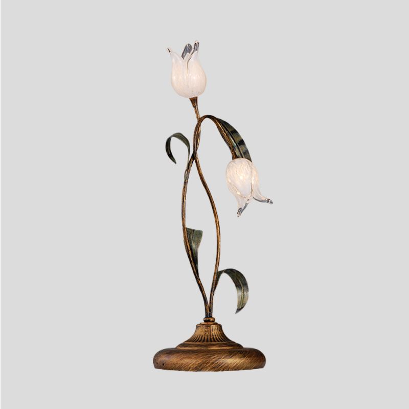 Messing 2/3/7 Köpfe Nachttisch Beleuchtung American Garden Metal Tulp LED Night Tischlicht für Wohnzimmer