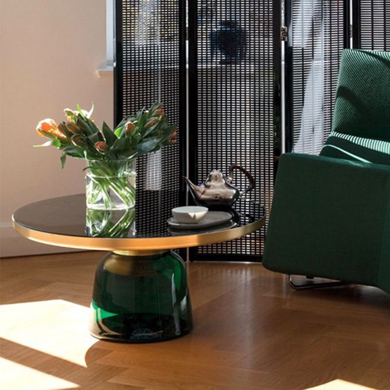 Contemporary Grey/Blue/Yellow/green/Purple Tempered Glass Round End Table