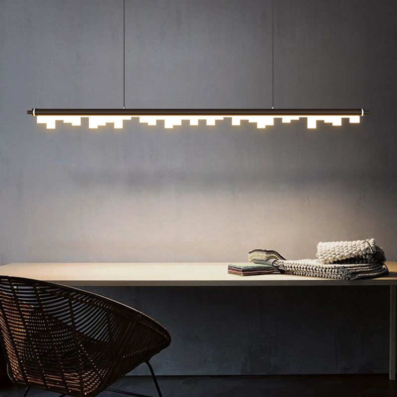 Contemporary Pendant Light Linear 1 Light Pendant Light Fixture with Acrylic Shade