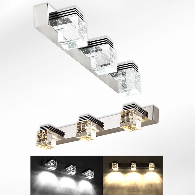 Square Vanity Sconce Lights Modern Minimalist Style Crystal Vanity Light