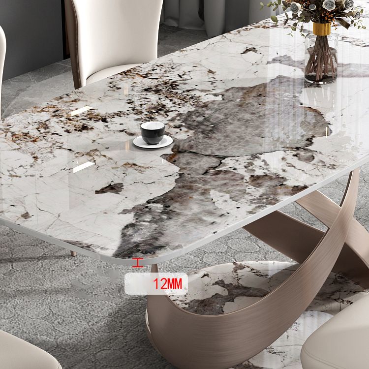 Glam Dining Table Set 1/4/5/7 Pieces Stone Dining Furniture with Chairs
