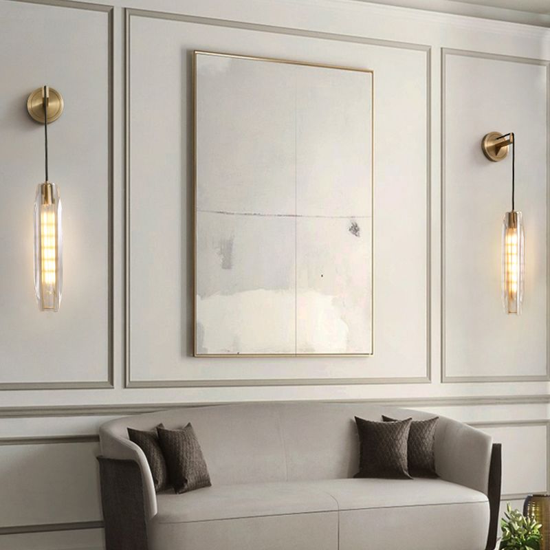 Oval Shade Crystal Wall Sconce Modern Style 1 Light Wall Mount Light Fixture