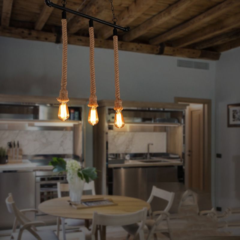 Industrial Style Linear Shape Island Light Metal Chandelier Lamp for Dining Room