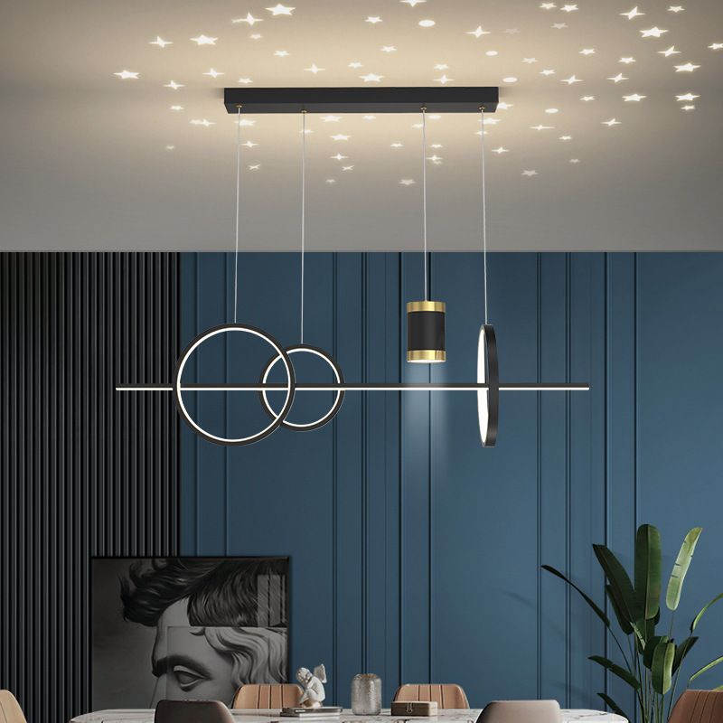 Modern Style Geometric Hanging Pendant Lights Metal 5 Light Pendant Light Fixtures