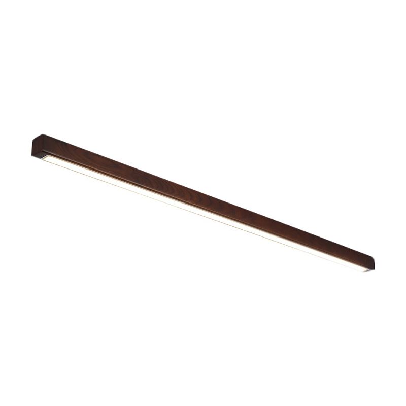 Wood Linear Shade Flush Ceiling Light Modern 1 Light Flush Mount Fixture in Brown