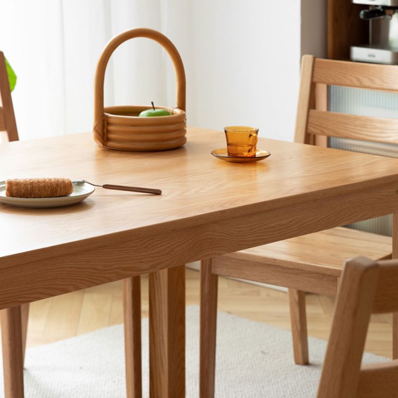 Table à manger en bois massif en chêne rectangle avec 4 jambes pour restaurant