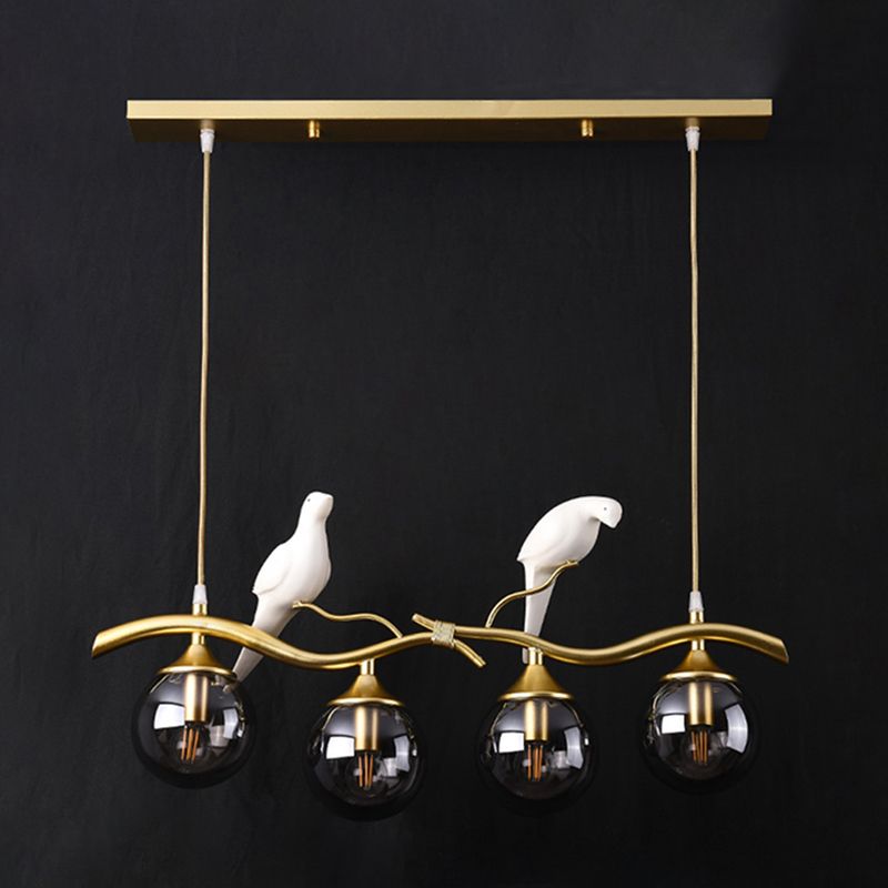 Nordic Modern Island Lamp Round Glass Shade Chandelier Light Fixture for Dining Room