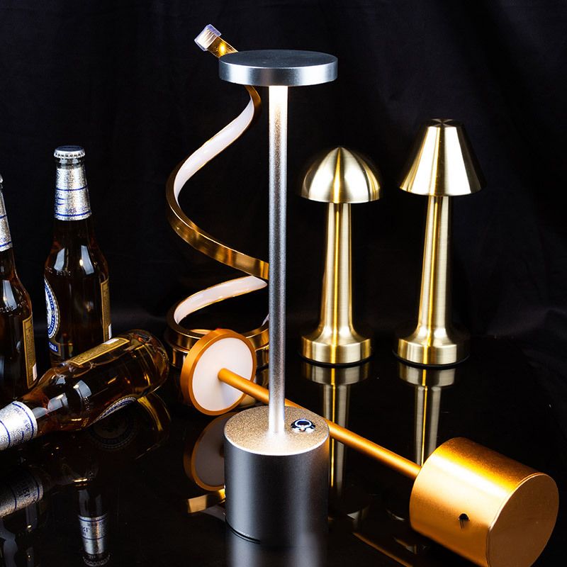 Postmodern Minimalist Round LED Night Lighting Metallic Living Room Table Light