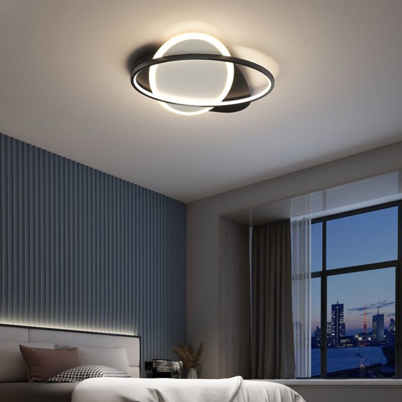 Plafonnier LED ovale minimaliste moderne en fer forgé avec abat-jour en acrylique