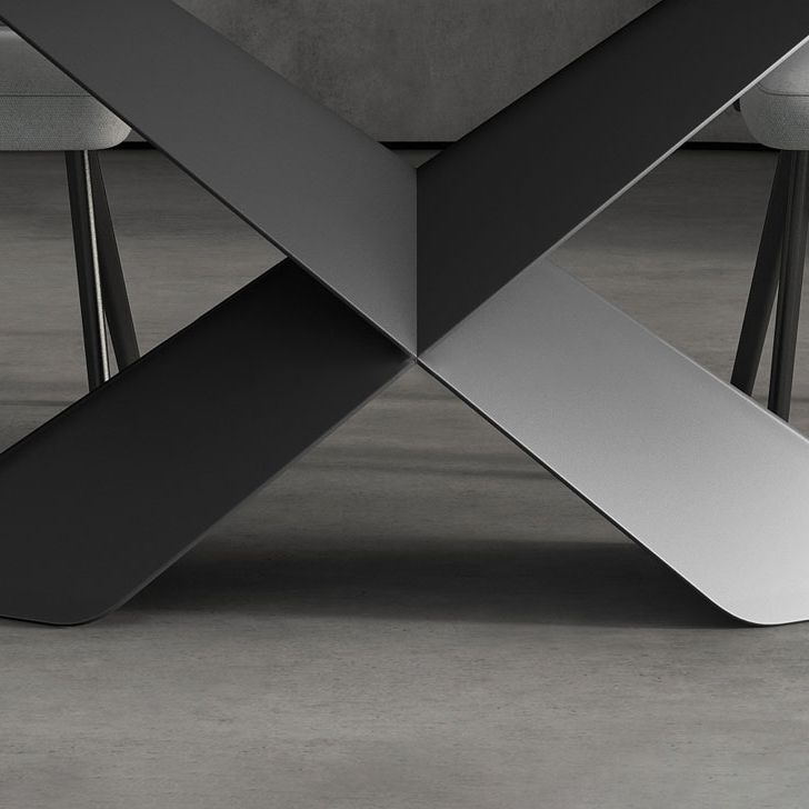 Modern Style Sintered Stone Dining Table with White Table and Pedestal Base for Home Use