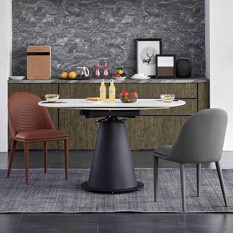 Modern 1/3/4/5/7 Pieces Steel Dining Table Set with White Sintered Stone Top Dinette Set