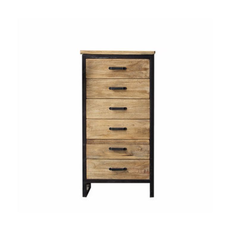 Industrial Distressed Wood Accent Cabinet with Drawers in Solid Wood